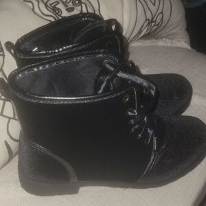 Black Lace-Up Ankle Boots